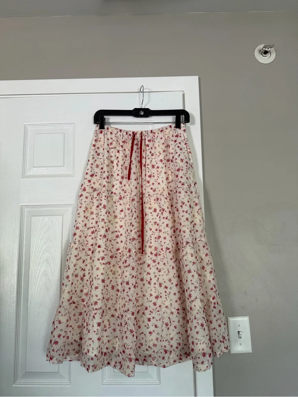 Baevely Floral Tiered Maxi Long Skirt Cream Floral Cottagecore - Picture 2 of 8